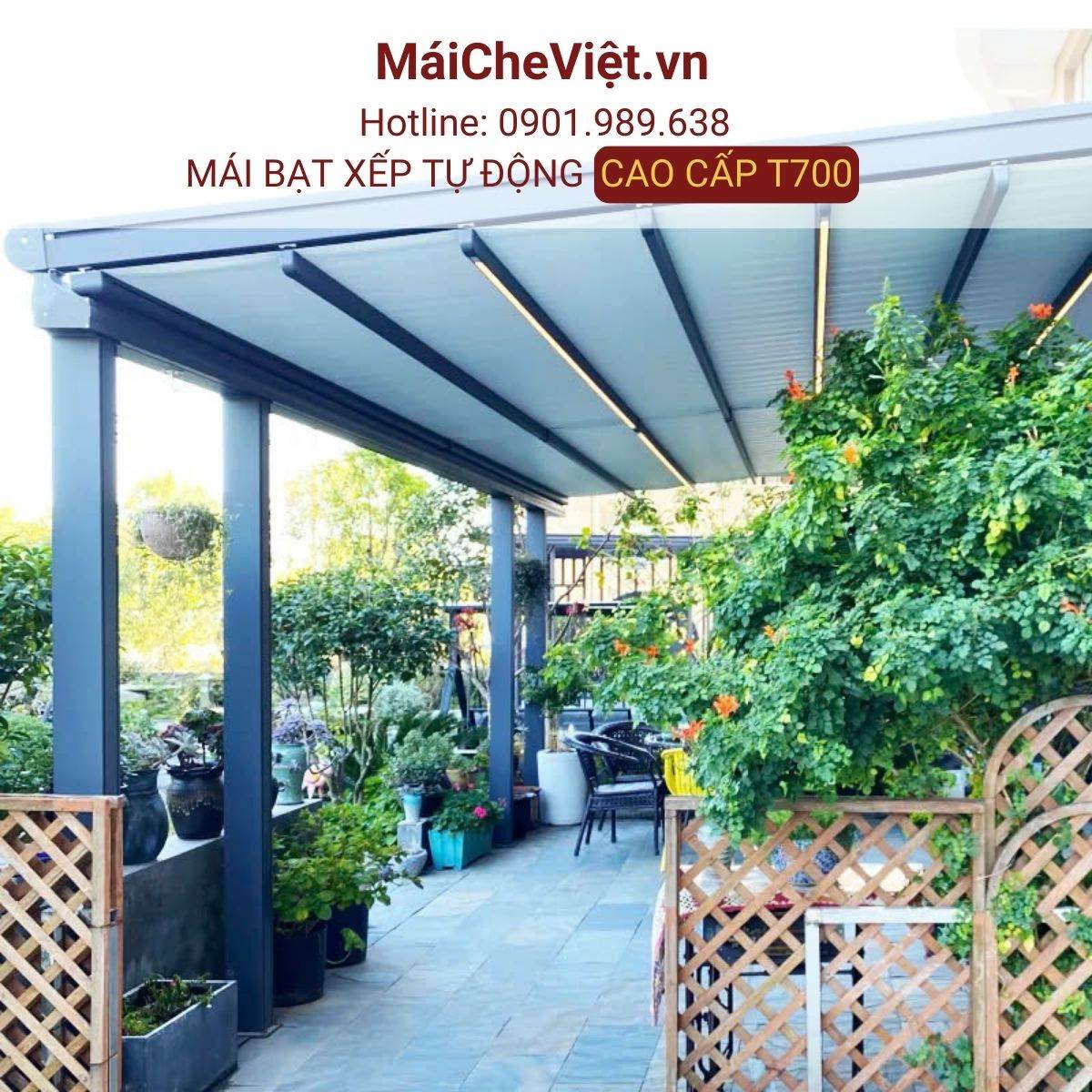 mái bạt xếp tự động