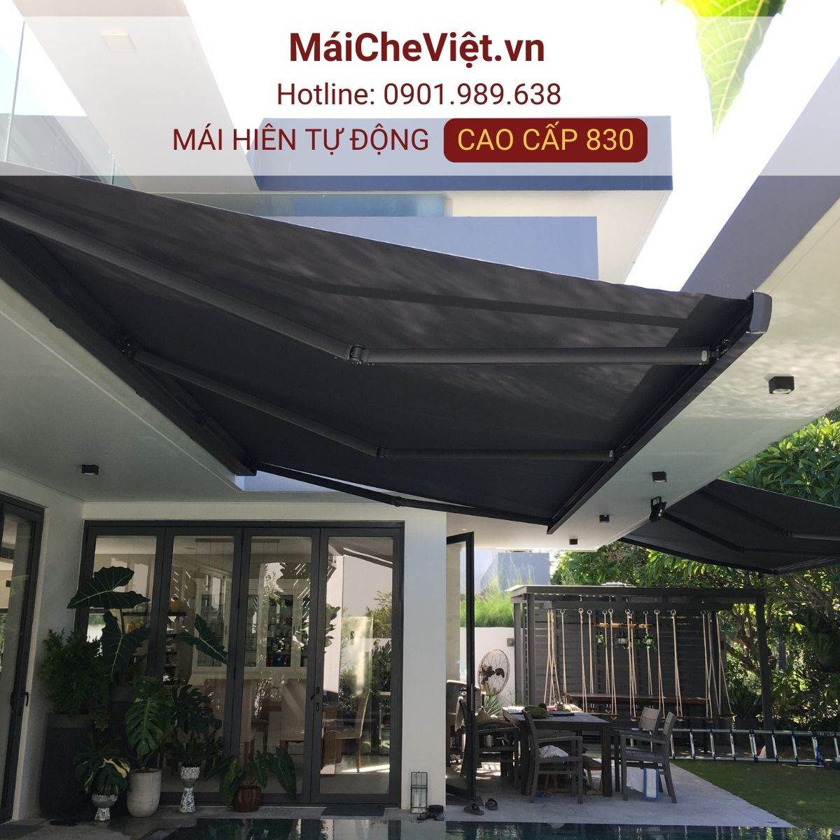 mái hiên tự động cao cấp 830
