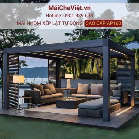 mái nhôm xếp lật tự động cao cấp ap160
