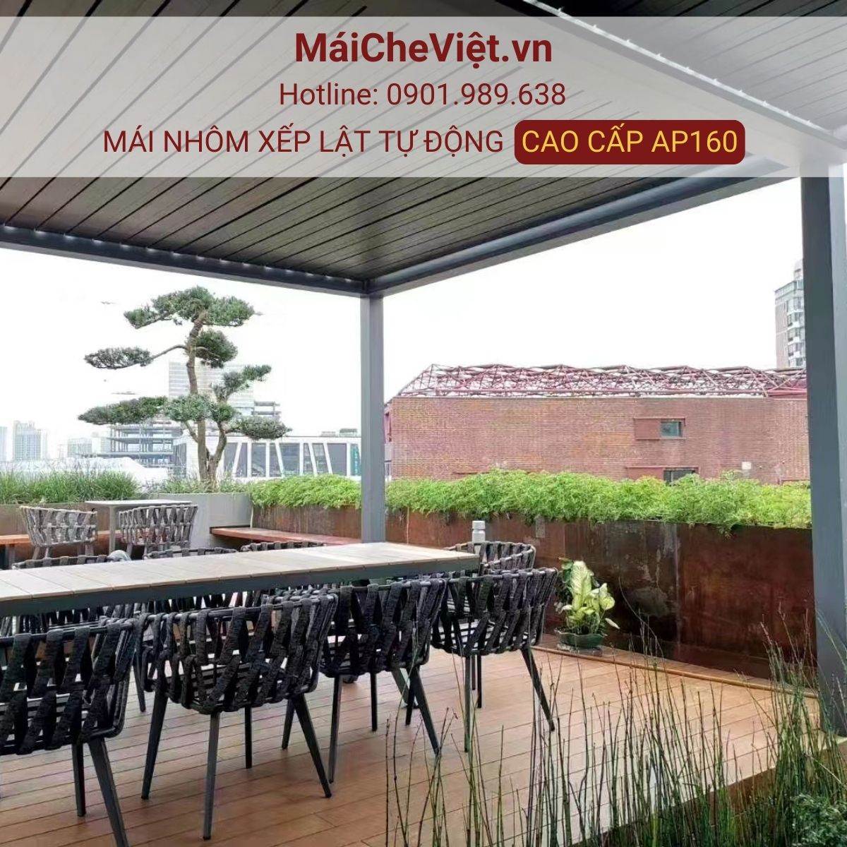 mai nhom xep lat tu dong cao cap AP160 17 mái nhôm xếp lật tự động cao cấp ap160