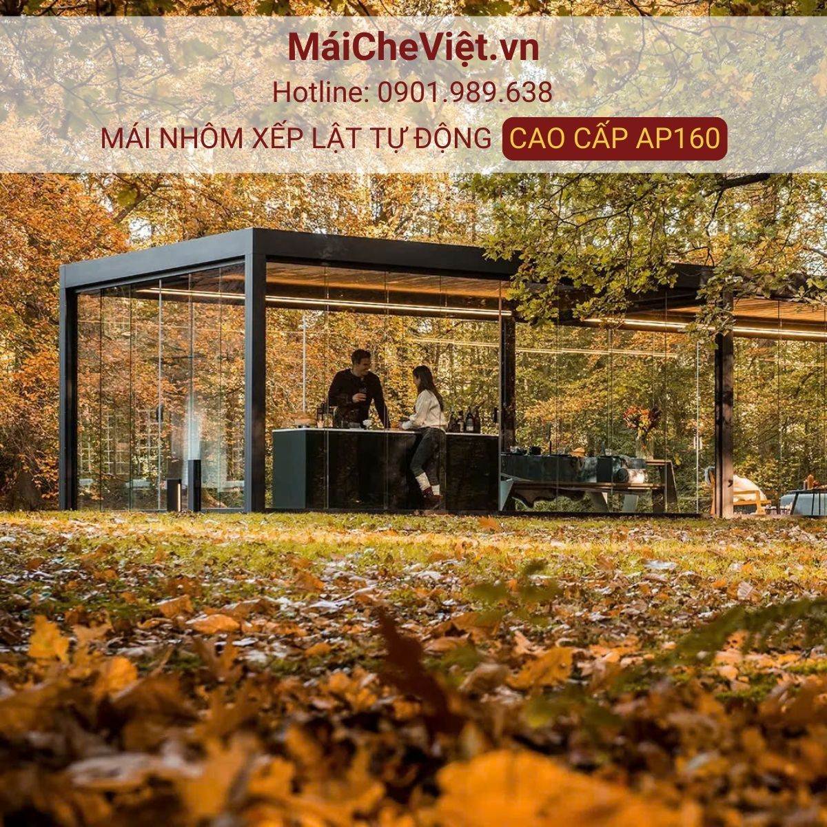 mái nhôm xếp lật tự động cao cấp ap160