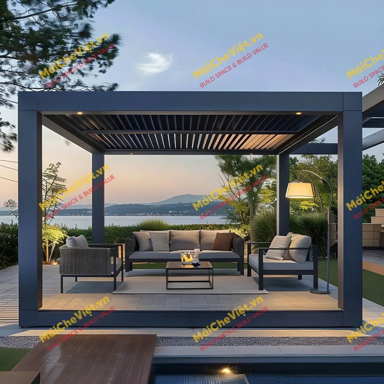 mái nhôm xếp lật cao cấp