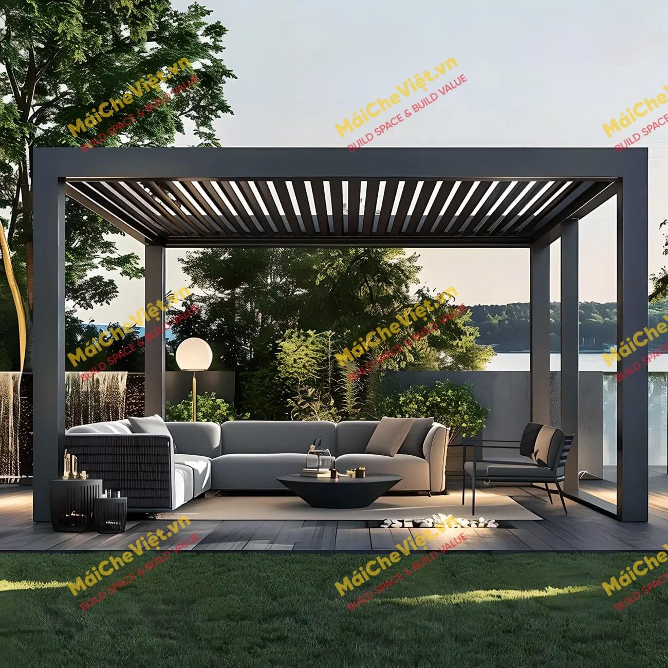 mái nhôm xếp lật cao cấp