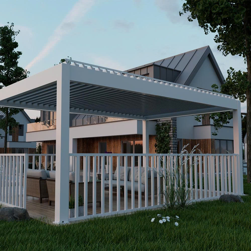 mái nhôm xếp lật tự động