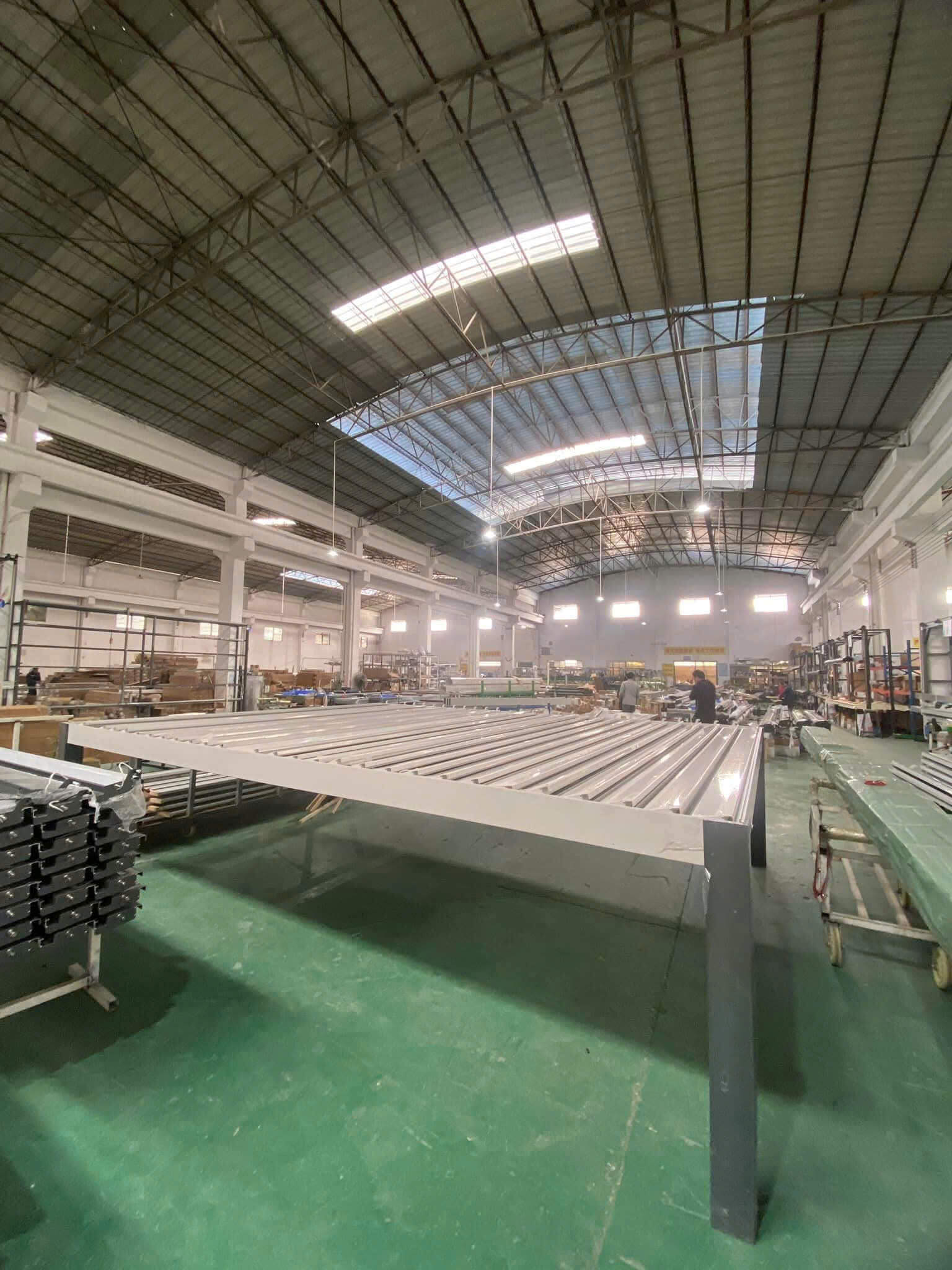 mái nhôm xếp lật - mái che việt