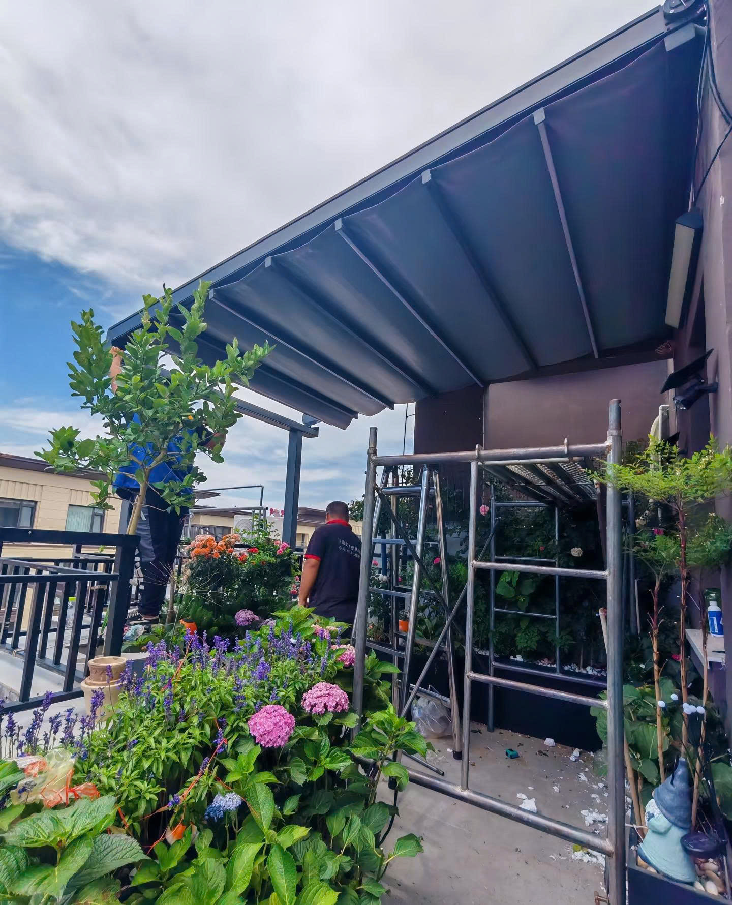 mái bạt xếp di động