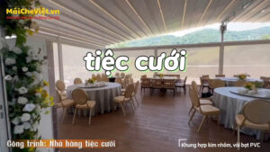 mái bạt xếp cho nhà hàng tiệc cưới ngoài trời do Mái Che Việt thực hiện