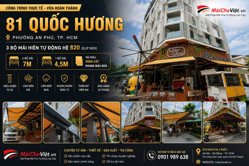 Mái hiên tự động 820 nhà hàng Thảo Điền
