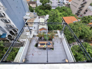 Lắp dựng khung Mái Nhôm Xếp Lùa Bình Quới