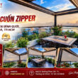 Mái Nhôm Xếp Lùa kết hợp Rèm Zipper sân thượng Bình Quới